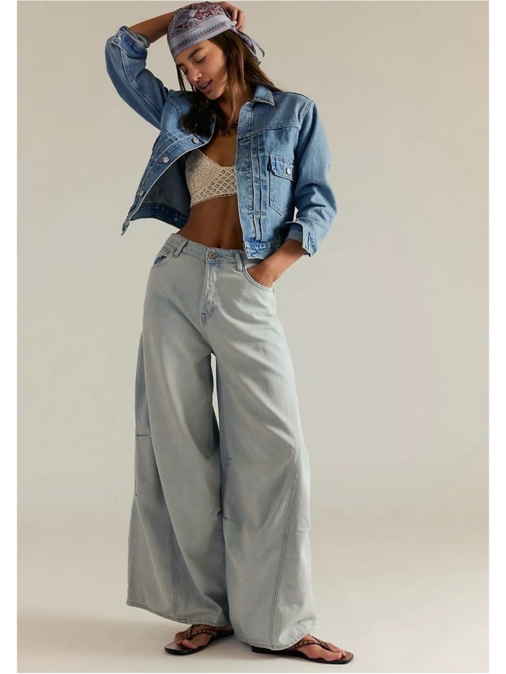 We The Free Light Wash Wide Leg Jeans - Picture 2 of 6